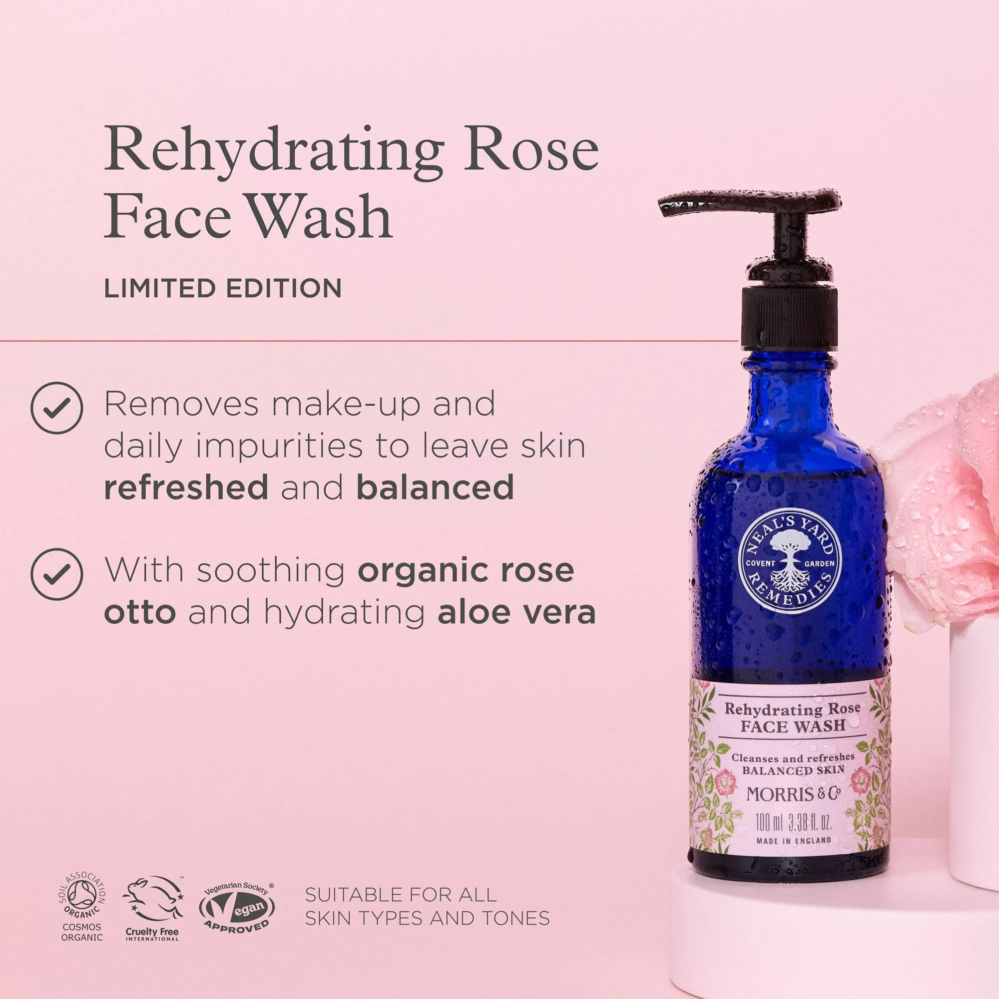 Morris & Co. X Rehydrating Rose Face Wash 100ml - Image 3